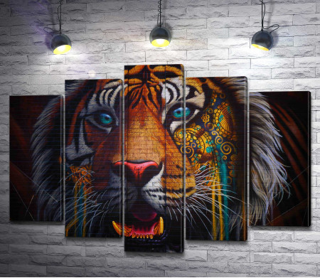 Яркий красочный тигр (стрит-арт)