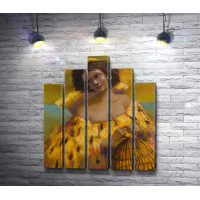 Лилия Кулианионак - Женщина в желтом с клеткой в руках