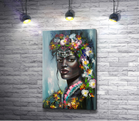 Портрет африканки в цветочном венке