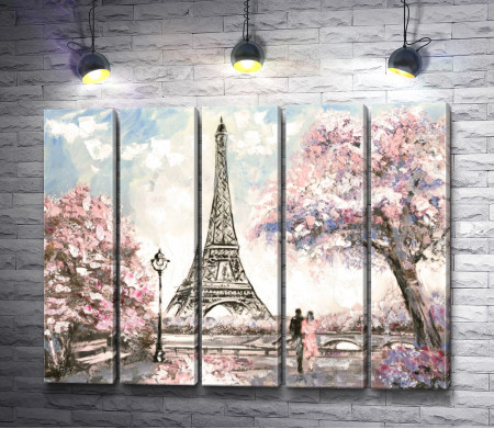 Влюбленные на фоне Эйфелевой башни, Париж