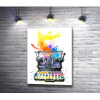 Печатная машинка с разноцветными красками