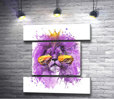Фиолетовый лев с золотыми очками и короной