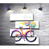 Велосипед и разноцветные брызги