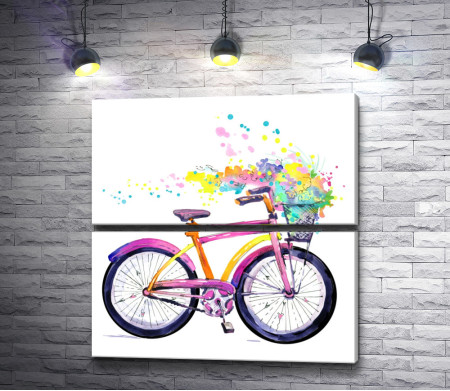 Велосипед и разноцветные брызги