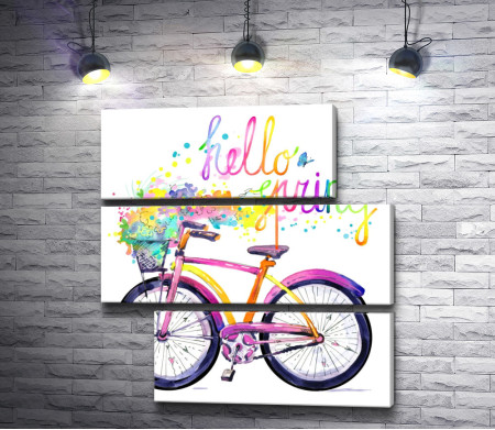Велосипед и разноцветные брызги. Hello spring