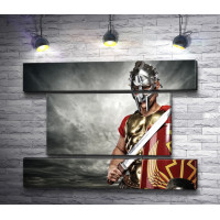Парень в костюме  римского легионера