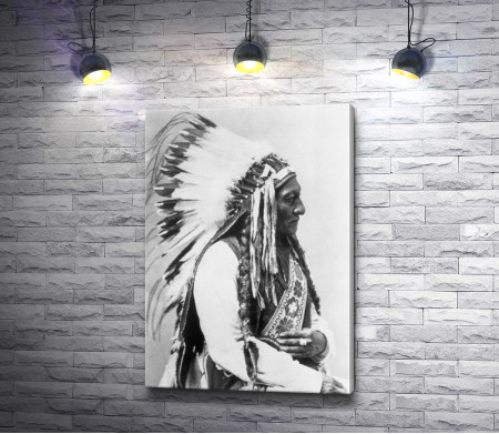 Черно-белый портрет мудрого индейца