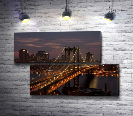 Бруклинский мост в ночном Нью-Йорке