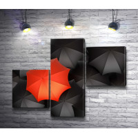 Зонтики: красный и черные