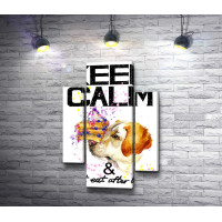 Мотивационный постер "Не ешь после шести" с собакой и пирожным