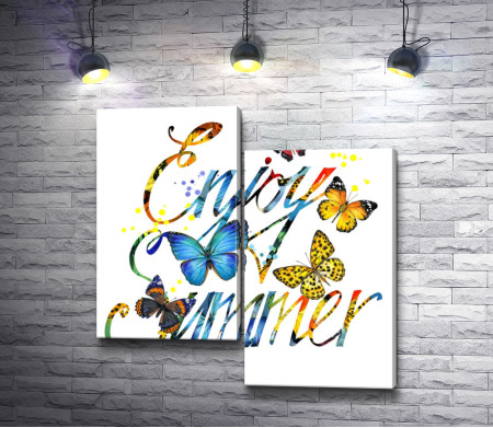 Постер с фразой "Enjoy Summer" и бабочками