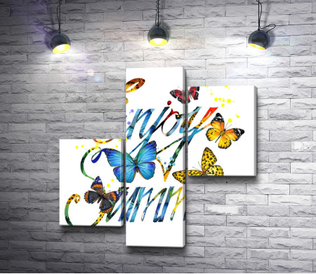 Постер с фразой "Enjoy Summer" и бабочками