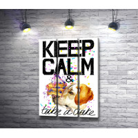 Постер "Keep Calm & take a cake" c собакой и пирожным