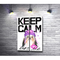 Постер "Keep Calm & kiss me" с изображением йоркширского терьера