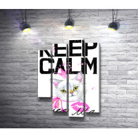 Постер "Keep Calm & kiss me" с белой кошечкой в розовой короне