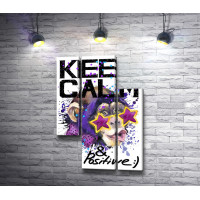 Плакат  "Keep Calm & Be Positive" c обезьяной диско