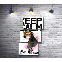 Постер "Keep Calm & Be Woman" с обезьяной