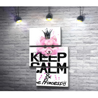 Плакат "Keep Calm and Be Princess" с розовым шпицем