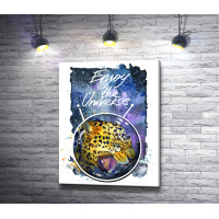 Леопард и надпись "Enjoy the universe"
