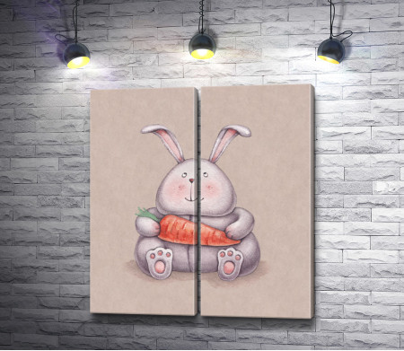 Потешный заяц с морковкой