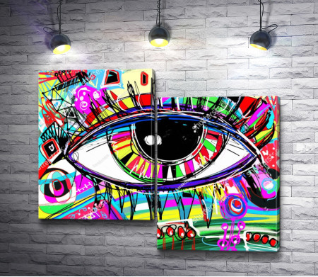 Глаз в разноцветной абстракции