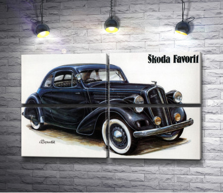 Постер ретро авто Skoda Favorit