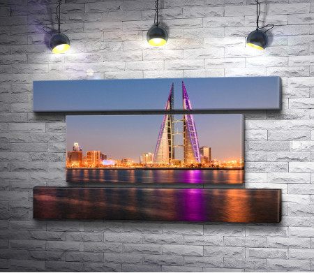 Вид на всемирный торговый центр в Манама-Сити, остров Бахрейн Бэй