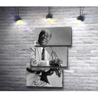 Джазмен Луи Армстронг - черно-белый снимок