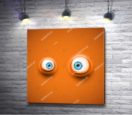 Мультяшные глаза на оранжевом фоне 