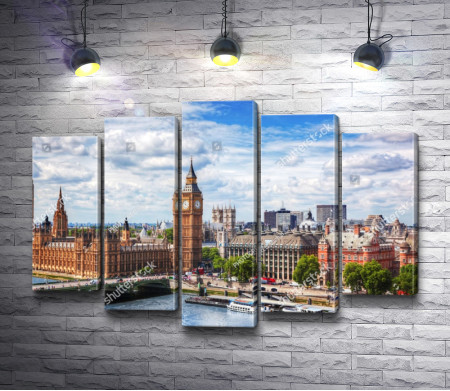 Панорамный вид на Вестминстерский дворец, Лондон