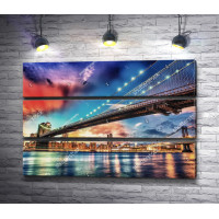 Панорама на Бруклинский и Манхэттенский мост, Нью-Йорк