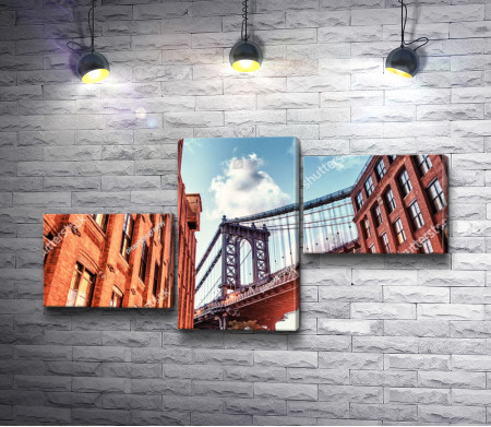 Бруклинский мост в солнечных лучах, Нью-Йорк