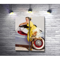 Джил Элвгрен "Девушка в желтом платье возле автомобиля"
