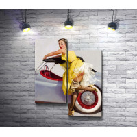 Джил Элвгрен "Девушка в желтом платье возле автомобиля"