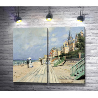 Оскар Клод Моне "The Boardwalk on the Beach at Trouville"