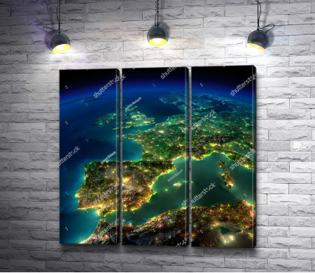 Вид на ночную Землю из иллюминатора шаттла 