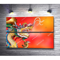 Китайский дракон на оранжевом фоне 
