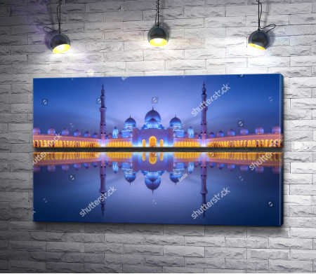 Мечеть шейха Зайда с вечерней подсветкой, Абу-Даби, ОАЭ