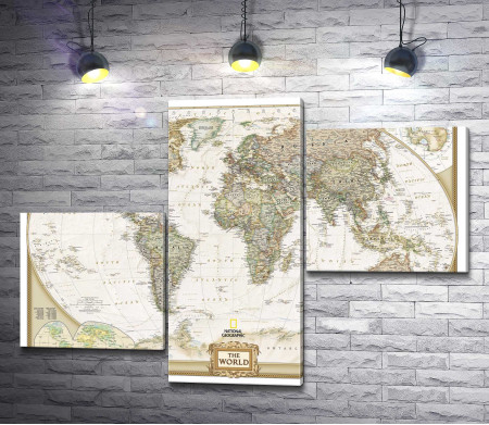 Винтажная карта мира  National Geographic
