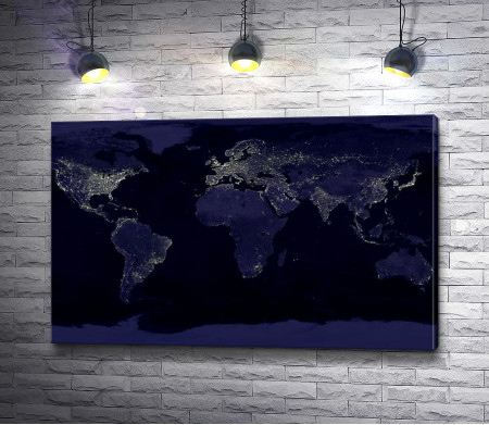 Карта Земли с ночным освещением
