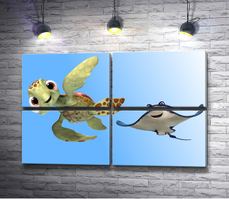 Черепаха и скат из мультфильма "В поисках Дори"