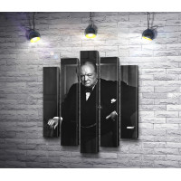 Уинстон Черчилль, черно-белый портрет