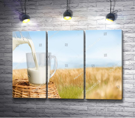 Чашка молока в поле