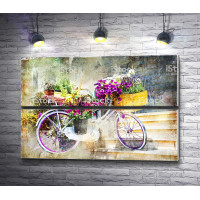 Велосипед в цветах, винтажное фото