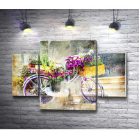 Велосипед в цветах, винтажное фото