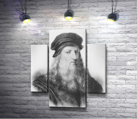 Черно-белый портрет Леонардо да Винчи