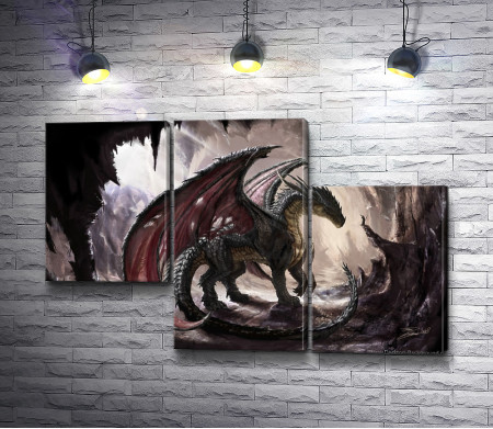 Каменный дракон с крыльями 