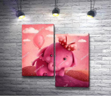 Розовый слоненок с шариком 