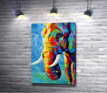 Разноцветный профиль слона 