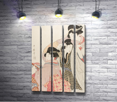 "Две гейши и захмелевший клиент" (Китагава Утамаро)
